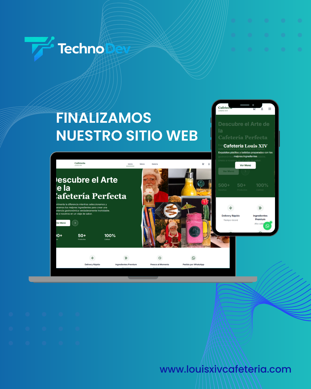 Mockup de Cafeteria Louis XIV Landing Page